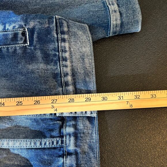 Born Fly Men's 3XL Embroidered Patchwork Aviator Heavy Long Sleeve Denim Jacket - Picture 7 of 10